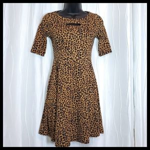 Xhilaration Midi A-line Leopard Print Dress - Gold